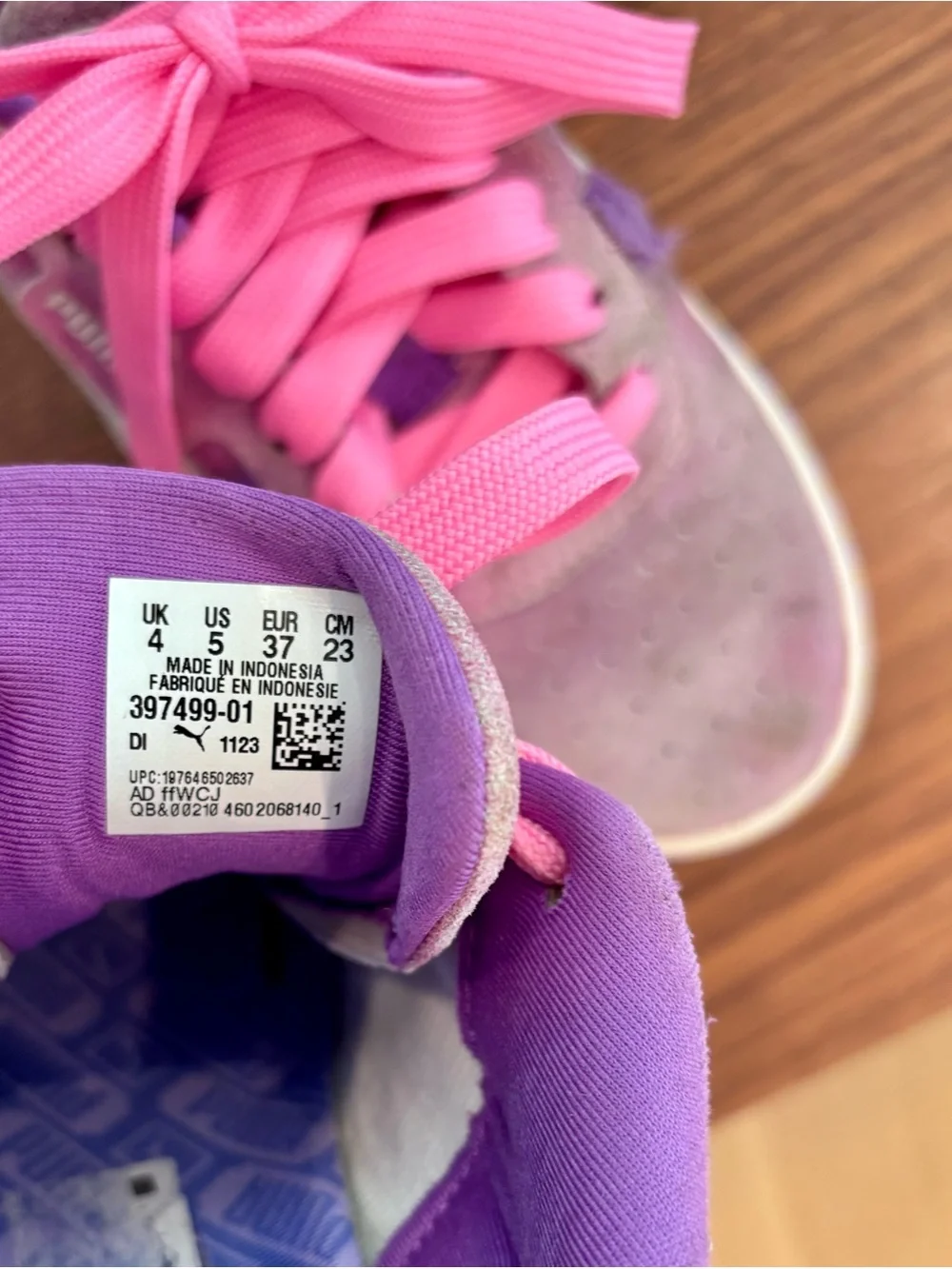 Puma Kids Pink and Purple Lace-Up Sneakers (Squish mellow theme)